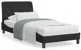 Cadru de pat cu lumini LED, negru, 90x200 cm, catifea