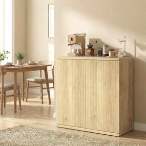 HOMCOM Bufet living, corp de depozitare modern cu uși cu închidere silențioasă și rafturi reglabile, 78 x 39 x 79 cm, stejar | Aosom Romania