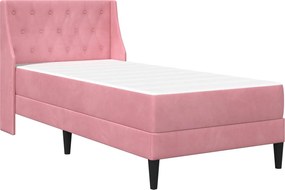 vidaXL Cadru de pat cu saltea cu saltea Roz 90 x 200 cm Catifea