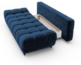 Canapea extensibilă cu 3 locuri și tapițerie de catifea Windsor &amp; Co Sofas Cirrus, albastru închis