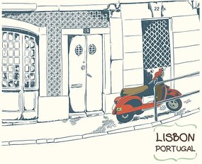 Ilustrație Lisbon street sketch, tasza_natasha