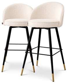 Set de 2 scaune de bar pivotante, design LUX, Bar Stool Cooper crem