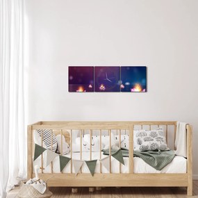 Tablou - Nuferi magici (cu ceas) (90x30 cm)