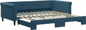 vidaXL Pat de zi cu extensie, albastru, 100x200 cm, catifea