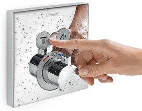 Baterie dus termostatata Hansgrohe Shower Select cu montaj incastrat si 2 iesiri, alb mat - 15763700