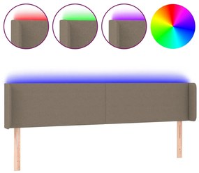 vidaXL Tăblie de pat cu LED, gri taupe, 183x16x78/88 cm, textil