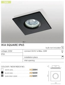 Spot de exterior incastrabil IP65 IKA SQUARE gri inchis