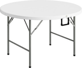 Outsunny Masă Pliabilă de Grădină Φ122 cm, Masă de Picnic Rotundă pentru 6 Persoane, Cadru Metalic, Alb | Aosom Romania