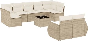 vidaXL Set canapele de grădină cu perne, 10 piese, bej, poliratan