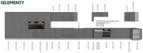 Dulap inferior de bucătărie Milo  40 D 1F BB (gri + gri lucios). 1122661