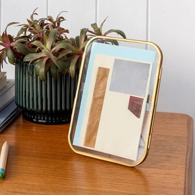 Ramă foto aurie cu picior de susținere din metal 14x18 cm – Rex London