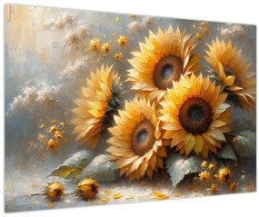 Tablou - Pictură cu floarea-soarelui (90x60 cm)