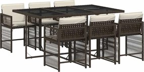 vidaXL Set mobilier de grădină cu perne, 7 piese, maro, poliratan