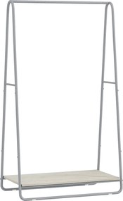 HOMCOM Cuier 3-în-1 cu raft pentru încălțăminte, bare superioare și laterale, structură metalică, natural și gri | Aosom Romania