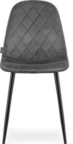 OFERTA Scaun din catifea gri inchis ASTI cu picioare negre categoria a II-a