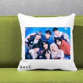 Perna Personalizata K-Pop Grup Foto Stele, 40x40 cm, Alba Mata, Husa Detasabila, Perna Inclusa, BEKZ®