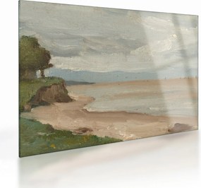 Tablou pe sticlă - Jean-Baptiste-Camille Corot, Beach Near Etretat, reproducere (70x50 cm)