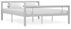 284559 vidaXL Cadru de pat, gri și alb, 140 x 200 cm, metal