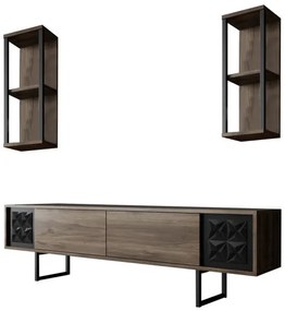 Set de mobilier pentru living Black, Nuc- Negru