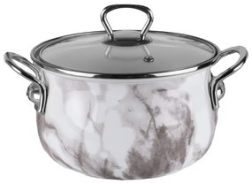 Resigilat: Oala Goldmann GM 8017-24W, 6.2 L, 24x15 cm, Email, Acoperire antiaderenta, Inductie, Alb/Marmură