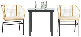 vidaXL Set mobilier de grădină cu perne 3 piese maro sticlă polirattan