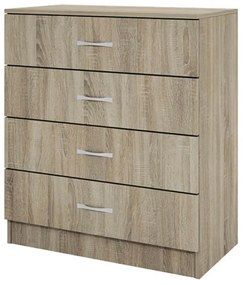 Comoda Malia, 80x43.5x91 cm, 4 sertare, culoare sonoma, pal