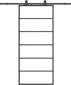 vidaXL Ușă glisantă cu set de feronerie neagră 90x205 cm Sticlă ESG