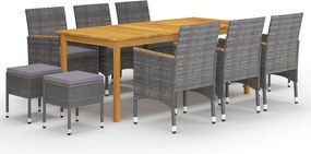 vidaXL Set mobilier de grădină, 11 piese, gri