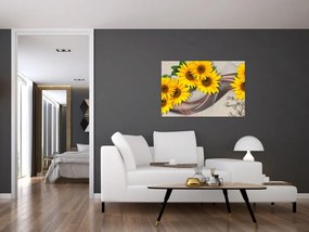 Tablou - Flori strălucitoare de floare soarelui (90x60 cm)