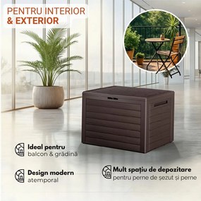 Cutie de depozitare WOODEBOX, 190L, 78x44x55cm, maro închis Prosperplast