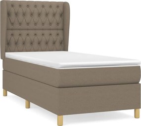 vidaXL Pat box spring cu saltea, gri taupe, 90x190 cm, textil