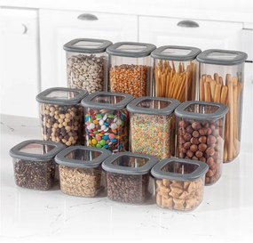 Set de Cutii pentru Depozitare, 12 Piese, Culoare Antracit, 964FRM1110