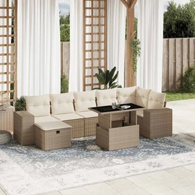vidaXL Set canapele de grădină, 8 piese, cu perne, bej, poliratan