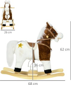 Cal Balansoar cu Sunet Muzical, Cal de Calarit cu Sa Cadou pentru Fetite si Baieti de 3-6 ani, Maro 68x26x62cm HOMCOM | Aosom Romania