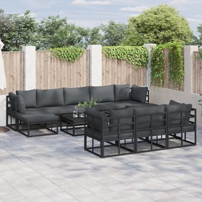 vidaXL Set de canapele pentru grădină 10 pcs Negru 353 x 141.5 x 71 cm
