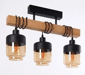 Brilagi - Lustru aplicat WOOD GLASS 3xE27/60W/230V pin/negru/maro fumuriu