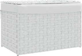 vidaXL Coș de rufe cu capac, alb, 55,5x35x34 cm, poliratan