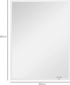 HOMCOM Oglindă Dreptunghiulară de Perete cu Cârlige, Sticlă și MDF, 60x80 cm, Negru | Aosom Romania