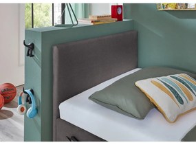 Pat pentru copii gri antracit tapițat cu spațiu de depozitare cu somieră 90x200 cm Cool – Meise Möbel