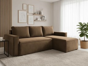 OFERTA Canapea de colț extensibila CAVELO, maro deschis, reversibila, calitatea a II-a