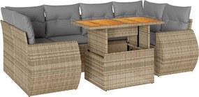 vidaXL Set canapele de grădină, 7 piese, cu perne, bej, poliratan