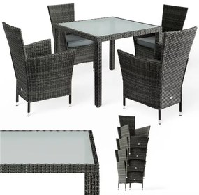 Deuba Set de grădină din ratan Berlin 1+4 - gri/antracit