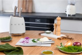 Set de cutite cu suport SMEG KBSF02WH, 7 piese, Manere din lemn de salcam, Otel inoxidabil german, Alb
