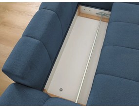 Colțar albastru închis extensibil/cu spațiu de depozitare cu tapițerie din chenille (cu colț pe partea dreaptă/cu șezlong) Everest – Bobochic Paris