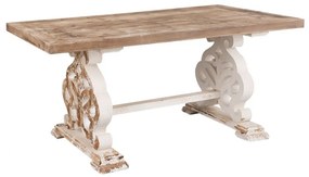 Masă de dining shabby chic, cu finisaj alb antichizat, Madeleine