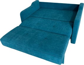 Canapea SAMY extensibila, 2 locuri, cu lada de depozitare, albastru, cadru metalic , 152x100x92 Albastru, Stofa