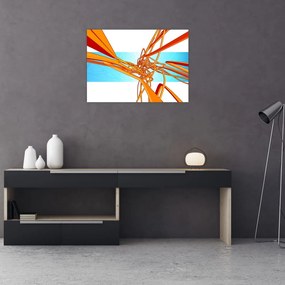 Tablou pe sticlă - Linii împletite, abstracție (70x50 cm)