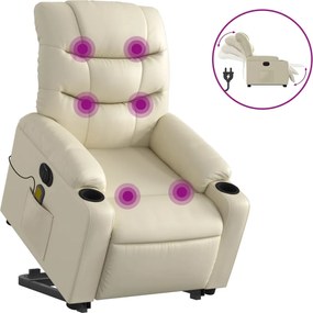 vidaXL Fotoliu electric masaj rabatabil cu ridicare, crem
