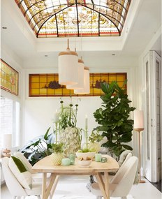 Lustră în culoare naturală cu abajur textil Dania – Light &amp; Living