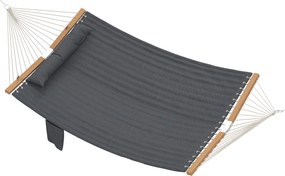 Outsunny Hamac suspendat 325 cm cu pernă extra-lungă, țesătură matlasată, buzunar pentru reviste, interior și exterior, gri | Aosom Romania